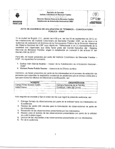 Acta de Audiencia de Aclaración - Instituto Colombiano de Bienestar