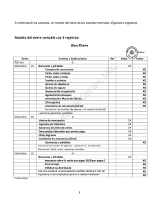 Modelo del cierre contable con 3 registros: Libro Diario