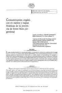 Contaminantes orgáni cos en suelos y napas freáticas de la provin