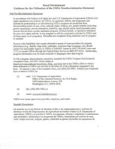 Page 1 Rural Development Guidance for the Utilization of the USDA