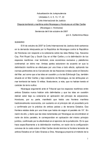 Caso, Disputa Territorial y maritima entre Nicaragua y Honduras en