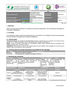 PCA-AF-04 Seleccionar, evaluar y comunicar a proveedores y