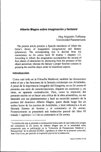 Alberto Magno sobre imaginacion y fantasia^ Introduccion Como