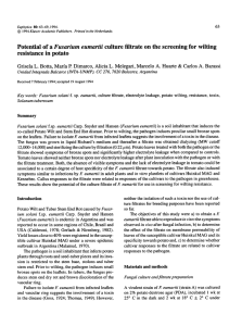 Potential of a Fusarium eumartii culture filtrate on the screening for