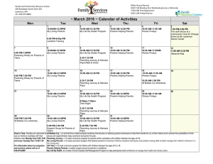 ~ March 2016 ~ Calendar of Activities