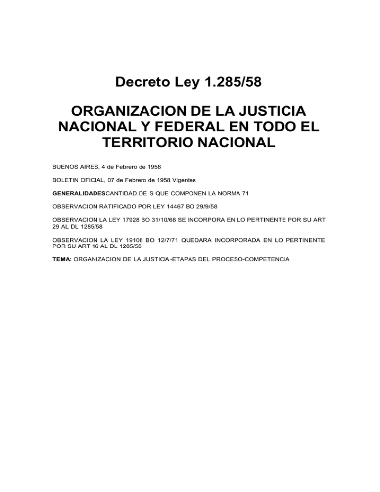 DecretoLey 1285.58 Organizacion de la Justicia Nacional.d…