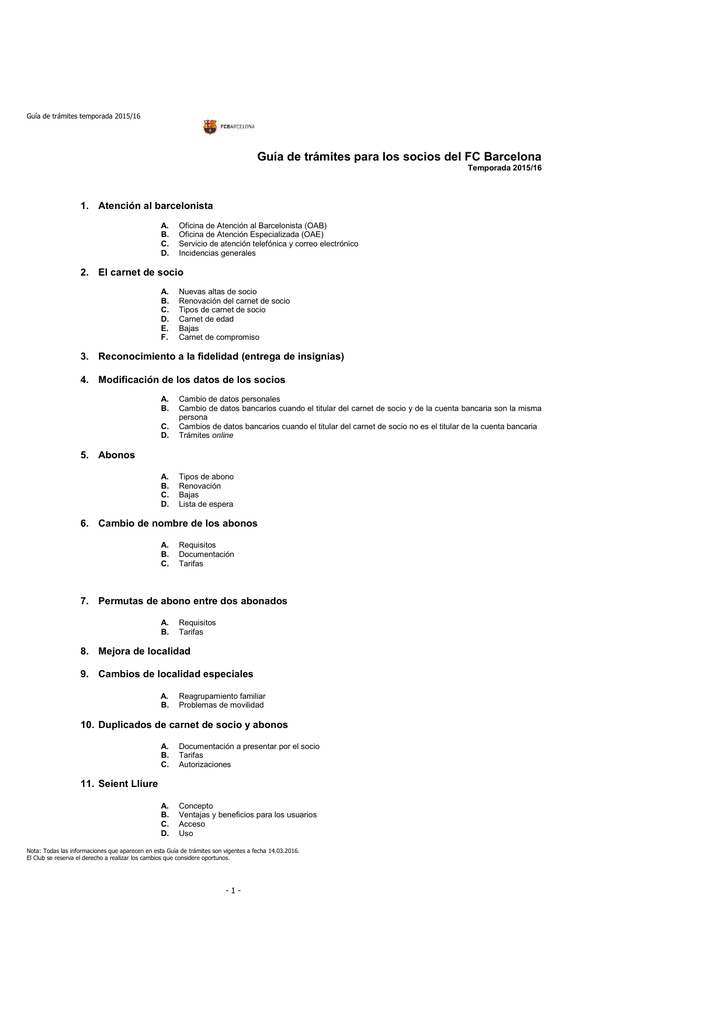 Guia De Tramits Per Als Socis I Socies Del Fc Barcelona