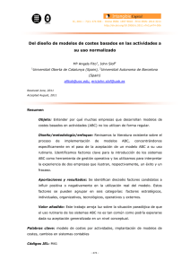 Del dise&ntilde;o de modelos de costes basados en las actividades a su