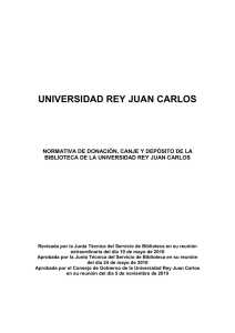 Donación, canje y depósito - Universidad Rey Juan Carlos