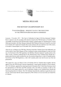 FIM MotoGP - Valentino Rossi - Court of Arbitration for Sport