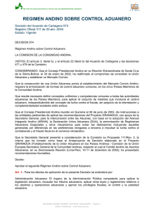 REGIMEN ANDINO SOBRE CONTROL ADUANERO