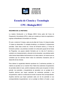 Escuela de Ciencia y Tecnología CPU: Biología/BUC