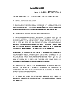 TREGUA GOBIERNO - ELN / ENTREVISTA VOCERO ELN, PABLO