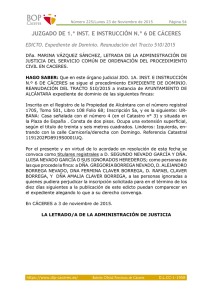Expediente de Dominio. Reanudación del Tracto 510/2015