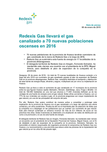 Ndp Redexis Gas llevará el gas canalizado a 70 nuevas