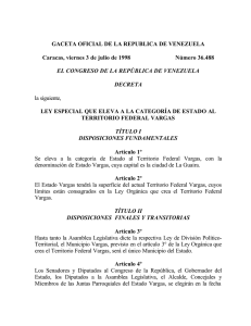 Ley Especial que Eleva a Categoría de Estado al Territorio Federal