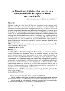 La dialéctica de trabajo, valor y precio en la conceptualización del