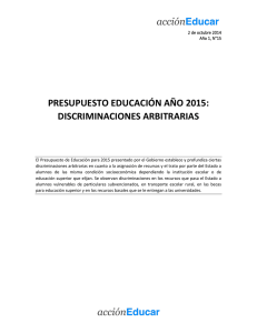 PRESUPUESTO EDUCACIÓN AÑO 2015: DISCRIMINACIONES