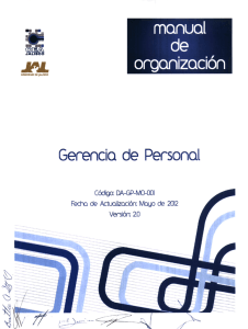 Manual de Organización de la Gerencia de Personal