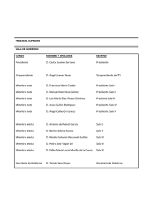 TRIBUNAL SUPREMO SALA DE GOBIERNO CARGO NOMBRE Y