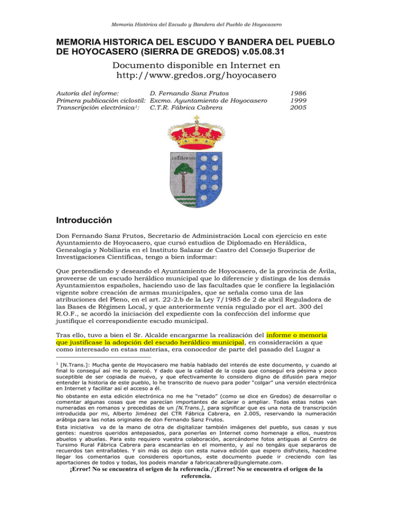 MEMORIA HISTORICA DEL ESCUDO Y BANDERA DEL PUEBLO