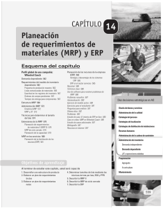 Planeación de requerimientos de materiales (MRP) y ERP