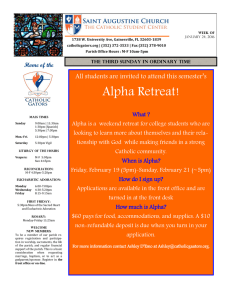 Alpha Retreat! - St. Augustine Catholic Church and Student Center