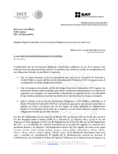 Regimen Aplicable A las Asociaciones Religiosas 2015