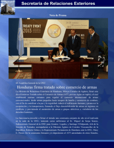 Honduras firma tratado sobre comercio de armas