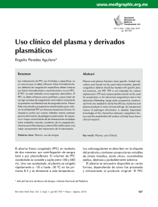 Uso clínico del plasma y derivados plasmáticos