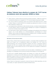 Cellnex Telecom hace efectiva la compra de 7.377 torres de