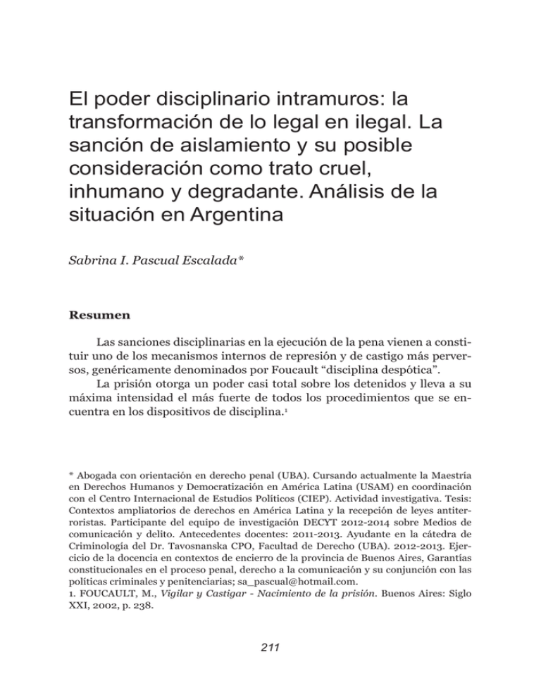 El Poder Disciplinario Intramuros La