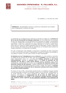 Trabajo en menores de edad - Asesoría Empresarial M. Pallarés