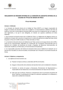 REGLAMENTO DE RÉGIMEN INTERNO DE LA COMISIÓN DE