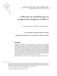 Utilización de biosólidos para la recuperación energética en México