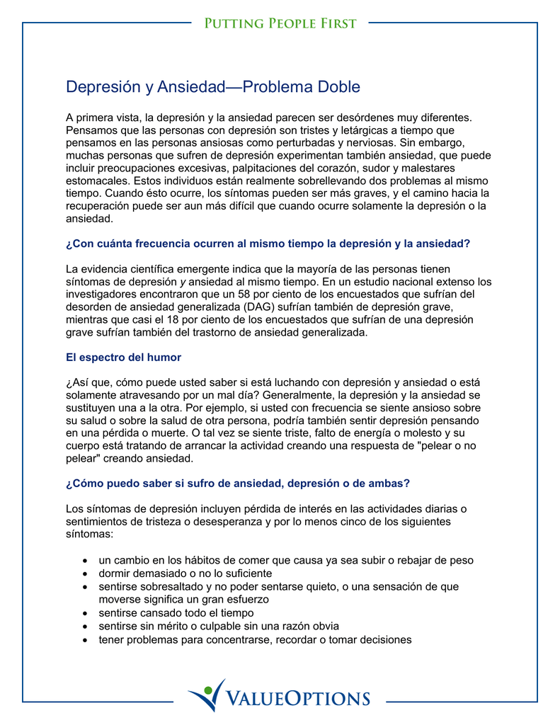 Ansiedad generalizada y perdida de peso