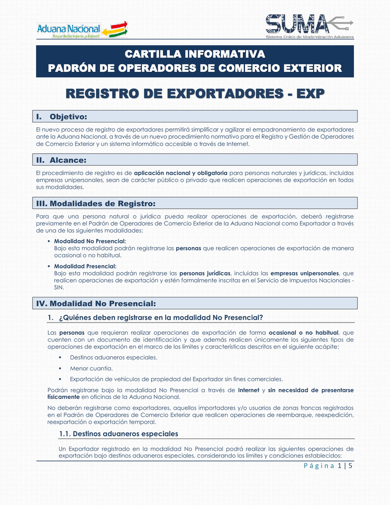 Registro De Exportadores