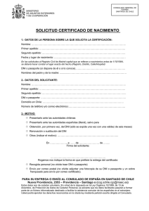 solicitud certificado de nacimiento - Ministerio de Asuntos Exteriores