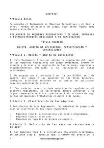 Decreto: Art&iacute;culo &Uacute;nico Se aprueba el Reglamento de M&aacute;quinas