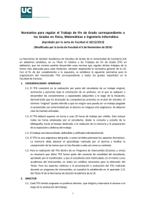 Normativa para regular el Trabajo de Fin de Grado correspondiente