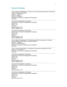 Lista de títulos publicados - Instituto de Investigaciones Psicológicas