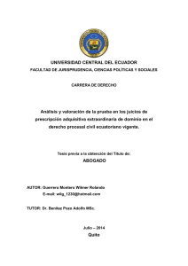 UNIVERSIDAD CENTRAL DEL ECUADOR Análisis y valoración de