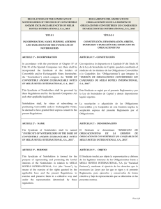 regulations of the syndicate of noteholders of the issue of convertible