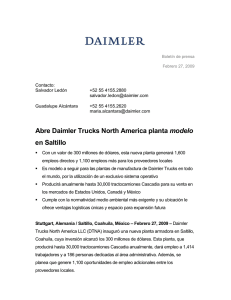 Abre Daimler Trucks North America planta modelo en Saltillo