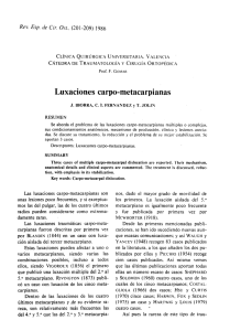 Luxaciones carpo-metacarpianas - Revista Cirugía Osteoarticular