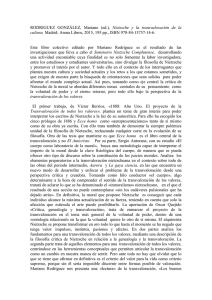 (ed.), Nietzsche y la transvaloración de la cultura, Madrid