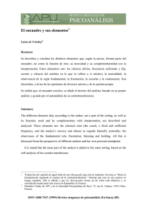 El encuadre y sus elementos - Asociación Psicoanalítica del Uruguay