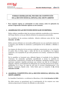 Normes generals del procés de constitució de la secció sindical del