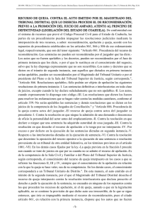 recurso de queja. contra el auto emitido por el magistrado del