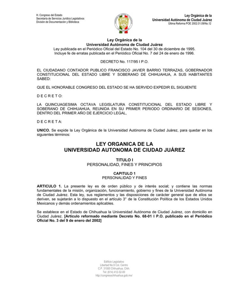 ley organica de la universidad autonoma